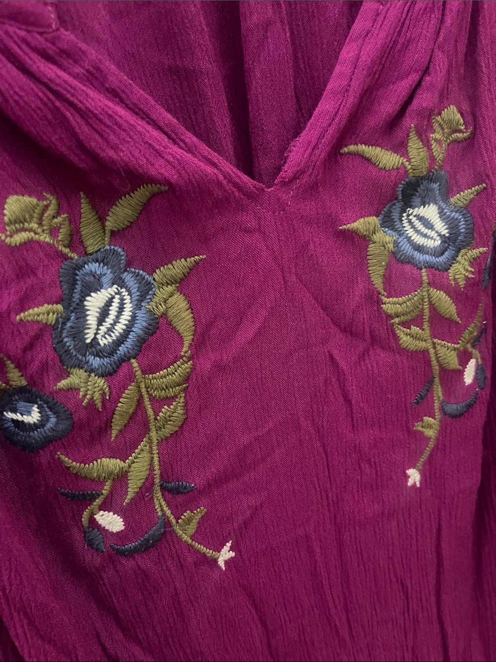 Cute Fall Top Boho Embroidered V-Neck Tunic - Picture 2 of 5